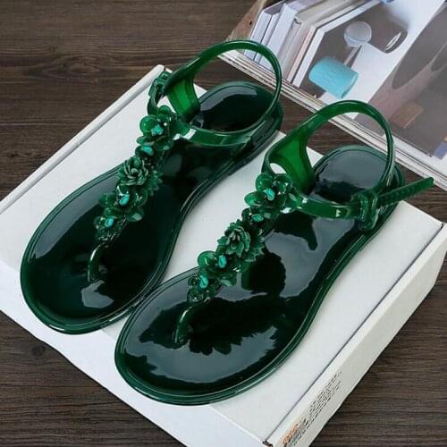 Dropshipping Women Sandals 2019 Summer Flat Sandals Flower Decor Beach Jelly Shoes Non-slip Flip Flops Holiday Beach Slippers