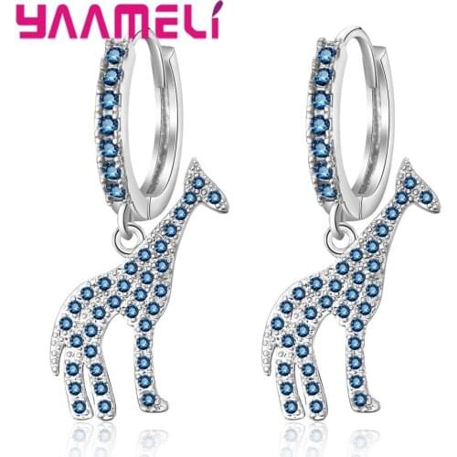 Newest Austrian Crystal Party Dangle Earrings Rose Gold Color Fashion Brand Vintage CZ Crystal Giraffa Jewelry for Women
