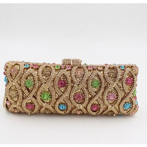 100% Handmade Diamond Evening Bags Clutches For Women 2018 Fashion Hollow Out Crystal Ladies Purse Wedding Party Handbag Clutch