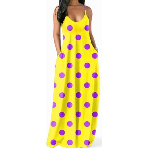 Sexy V-neck Strapless Polka Dot Print Boho Maxi Dresses Women Summer Casual Loose Sundress Oversized Long Party Dress