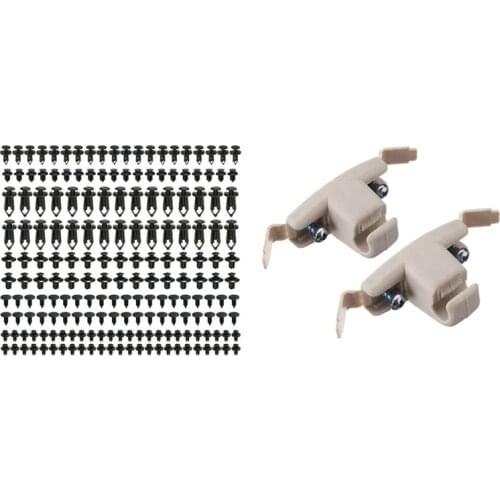 1 Set Car Push Pin Rivet Trim Clips Kit Auto Fastener Fastener Rivet & 2 Pcs Beige Sun Visor Clip Holder Bracket