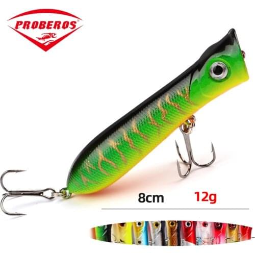 1Pcs 8cm 12g 6# Hooks Pesca Artificial Bait Peche Fishing Tackle Top Water Popper Lure Fishing Wobbler Crankbait