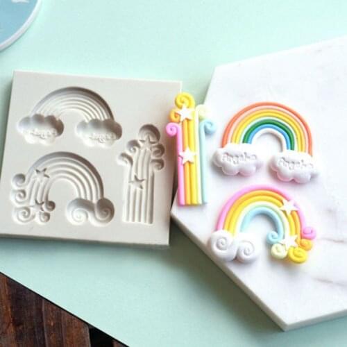 1pcs Diy Food Grade Silicone Baking Mold 3d Rainbow Cloud Silicone Mould Fondant Cake Decorating Tools Cookies Chocolate Mold