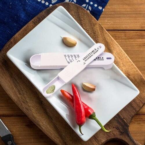 2pcs Adjustable Measuring Spoons Set Plastic Coffee Milk Sugar Powdered Measuring Spoon Baking Measuring Tools Kitchen Tools