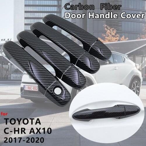 4 PCS Carbon Fiber Door Handle Cover Catch Trim Car Cap Stickers Accessories for Toyota C-HR AX10 2017 2018 2019 2020 CHR C HR