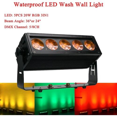5x20W Waterproof LED RGB 3IN1 Wall Wash Light DMX Sound Led Bar For Indoor and Outdoor Party Wedding Church Disco DJ Stage