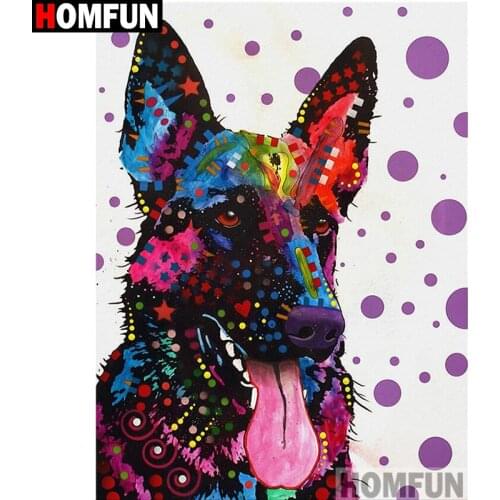 HOMFUN Full Square/Round Drill 5D DIY Diamond Painting "Cartoon color dog" Embroidery Cross Stitch 3D Home Decor Gift A13035