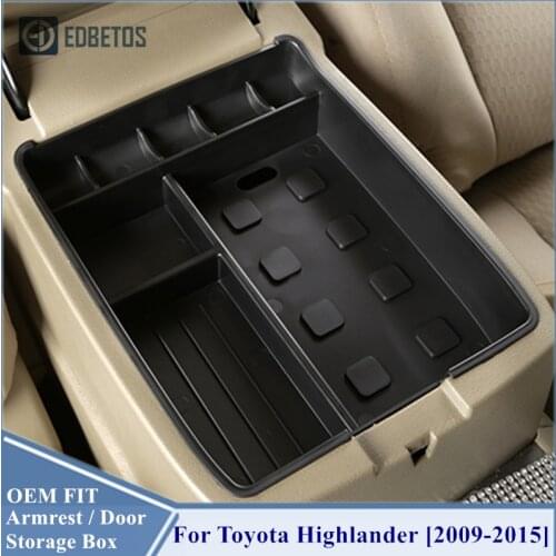 Car Styling Accessories 1PCS Plastic Interior Armrest Storage Box Organizer Case Container Tray For Toyota Highlander 2009-2019