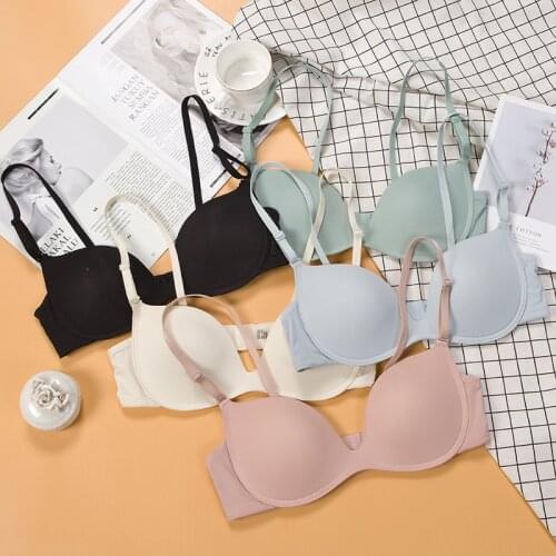 Wasteheart New Women Fashion Blue Green Wireless Soft Padded Bras One-Piece Bras Cup A B Sexy Underwear Japan Maiden Bras