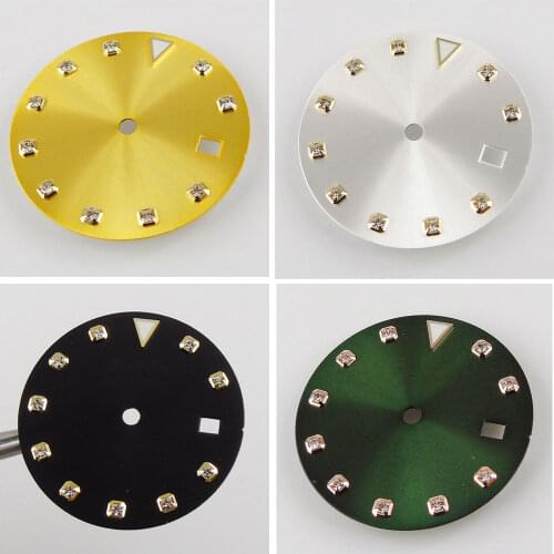 29mm Sterile Sunburst Watch Dial Parts Fit For Mingzhu 2813 Miyota 8215 821A 8205 Automatic Date Window Golden Marks No Logo
