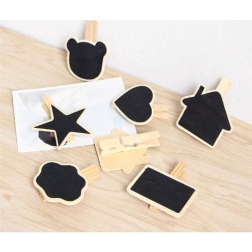 1pcs/lot Kawaii Cloud Bear Head Heart Creative Small Wooden Blackboard Clip Paper Clip Board Message Chalkboard Wood Gift