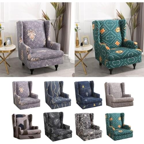 Stretchable Thick Soft Polyester Wingback Chair Covers Wing Chair Slipcover with Seat Cover Decorative Washable for Living Room