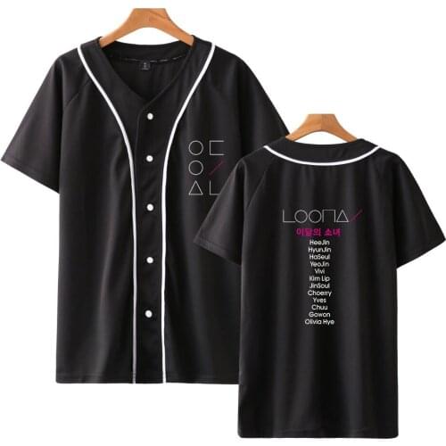KPOP LOONA T Shirt Hip Hop Style New Baseball T-Shirt Streetwear Harajuku Tshirt Short Sleeve Cotton Tops Tee Brand Clothes