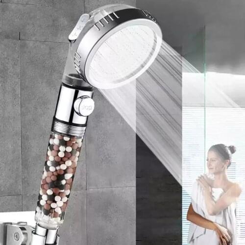 Bathroom 3-Function SPA Shower Head High Pressure Anion Filter Bath Head Water Saving Shower One Button To Stop Water Shower