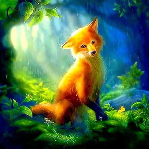 Cartoon animal fox5d diy diamond painting full square diamond embroidery Cross stitch pictures of rhinestones Wedding decoration