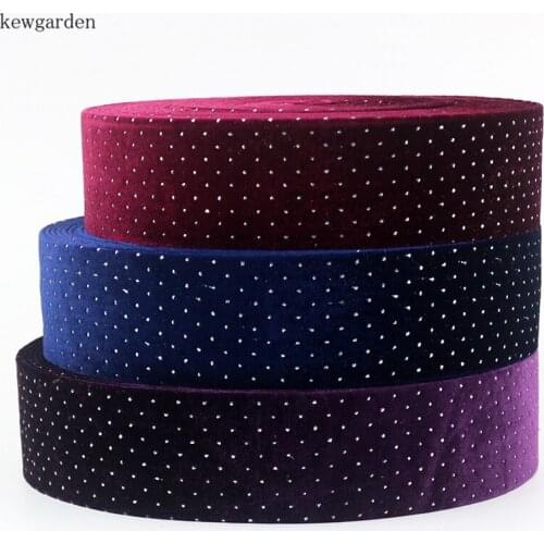 Kewgarden Hot Silver Dots Fabric Layering Cloth Ribbons 2" 1" 3/8" Handmade Tape DIY Bowknot Point Satin Ribbon 6 Meters