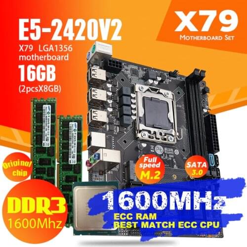 Atermiter X79 -1356 Motherboard Set With Xeon LGA 1356 E5 2420 V2 Cpu 2pcs x 8GB= 16GB 1600MHz DDR3 ECC REG Memory RAM PC3 12800