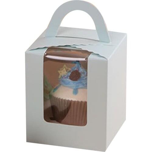 50pcs Cupcake Box With Window Biscuit Cookie Cake Gift Clear Kraft Paper Box For Birthday Shower Wedding Party DIY