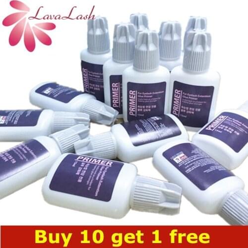 Buy 10 get 1 Korea False eyelash extension glue primer 15ml keep lashes stay longer make glue stronger lashes tool bonder primer