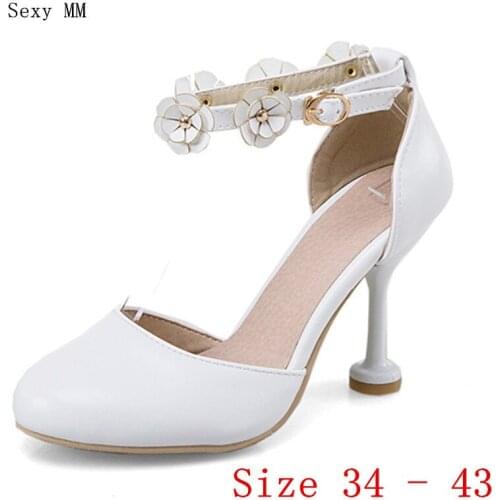 Summer High Heels Women D'Orsay Pumps Low High Heel Shoes Stiletto Woman Wedding Shoes Plus Size 34 - 40 41 42 43