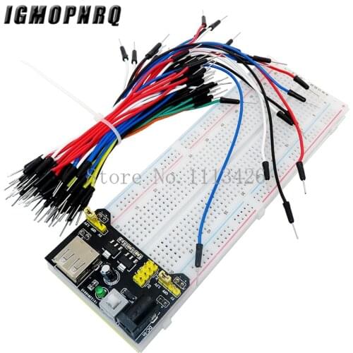 MB102 Breadboard power module+MB-102 830 points Solderless Prototype Bread board kit +65 Flexible jumper wires