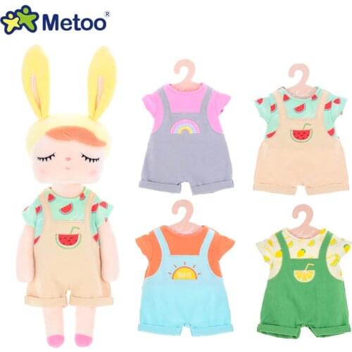Metoo Dressing Dolls Strap Pants Plush&Stuffed Rabbit Cute Animals For Kids Toys Angela Doll For Girls Birthday Christmas Gift