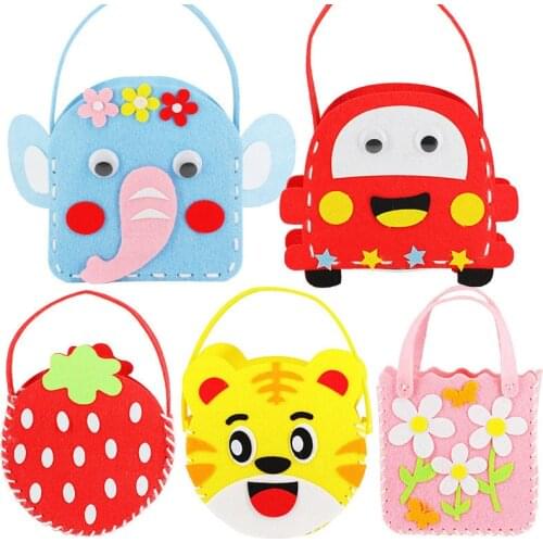 DIY Mini Non-Woven Cloth Fabric Handbag Children Sewing Toys Bag Cloth Colorful Handmade Cartoon Animal Childrens Handbags Gift