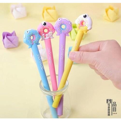 Cartoon Donuts Gel Pens Student Writing Tools 0.5mm Black Refills Pen ChildrenS Stationery Gifts Office Supplies