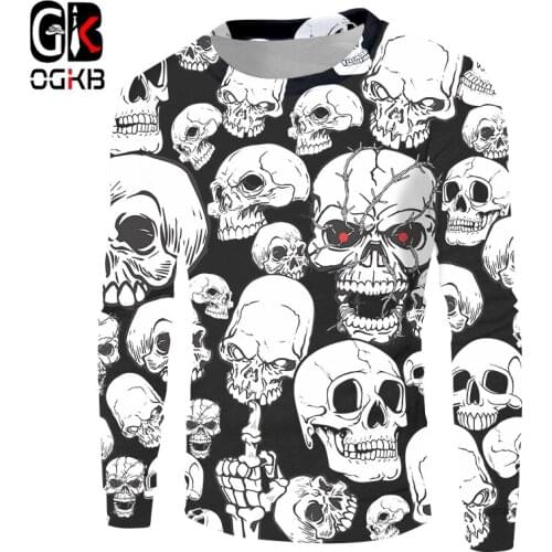 OGKB 3D Male Sweatshirts Mens Skull Full Printed Novelty Long Sleeves Shirt Fashion Tracksuits Streetwear Harajuku Pullover 6XL
