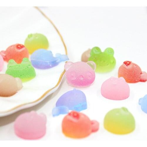 10pcs 15*20mm Soft Candy Bear/Rabbit Cute Resin Animal Flatback Charms DIY Gummy Earrings Hair Pendant Jewelry Decor Accessory