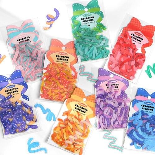 40 Pcs/Pack Cute Ribbon Decorative Stickers Korean DIY Scrapbooking Diary Plaid Albums Stick Label Kawaii Stationery