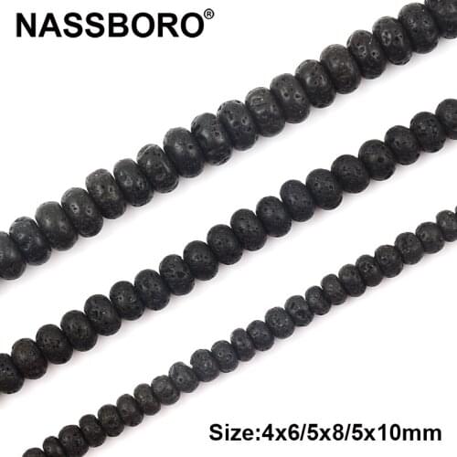 Natural Black Volcanic Lava Stone Beads Round Loose Spacer Bead For Jewelry Making DIY Handmade Bracelets Necklace