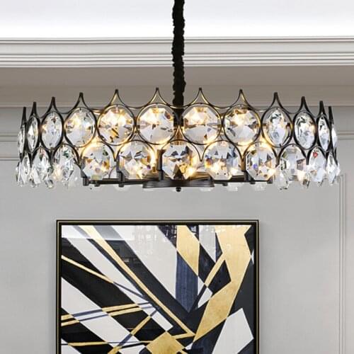 GPD 2021 new luxury black chandelier modern crystal round chandelier lighting living room bedroom indoor lighting for home lamp