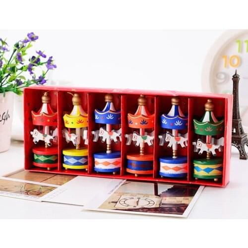 Merry Christmas Wood Carousel Horse Ornaments,Mini Beautiful Wooden Xmas Children Gift Toys,New Year Christmas Gifts Pendant