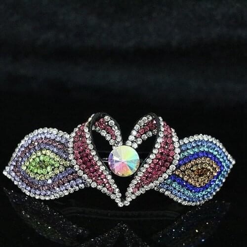 New women multicolor rhinestone crystal heir clips heart bow unique design headdress for barrettes jewelry B1259