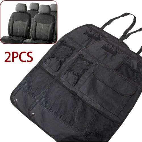 2pcs Car Back Seat Multi Pocket Storage Organiser Nylon Hanging Pouch Auto Accessories Universal Travel Tidy Kids Toy Bag Holder