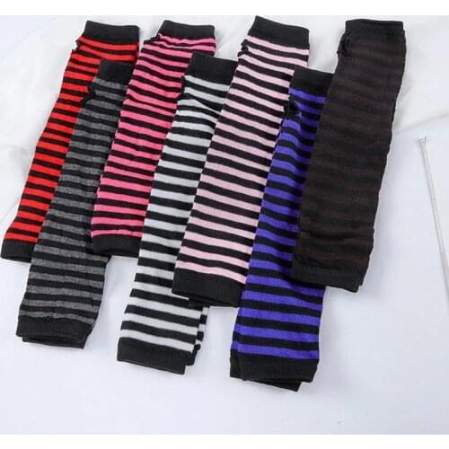 2021 New Fashion Striped Arm Warm Knitted Womens Wristband Solid Color Long Fingerless Gloves Mittens Accessories