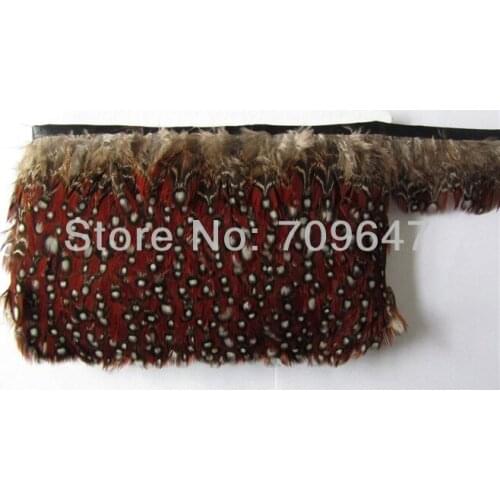 Feather lace! 10Meters/Lot!Height5-6cm Natural Color Temminck Tragopan Rum Plumage Feather Fringe,pheasant feathers