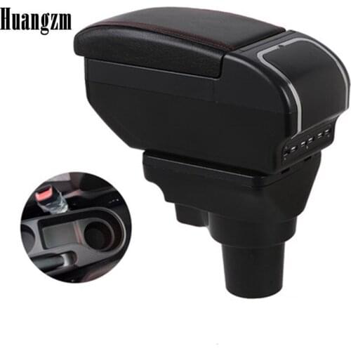 Large Space+Dual Layer+USB Interface Armrest box For Hyundai solaris 2/accent/Verna 2017-2018 Central Store Content box with Ash