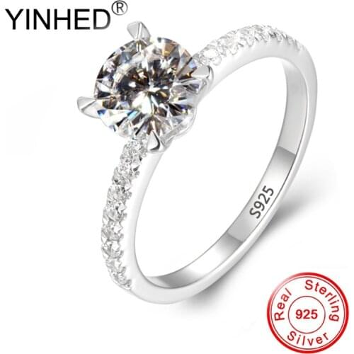 Lose Money Sale! 50% OFF! Real Sterling 925 Silver Fine Jewelry Classic Four Claws Cubic Zirconia Wedding Rings for Women ZR680