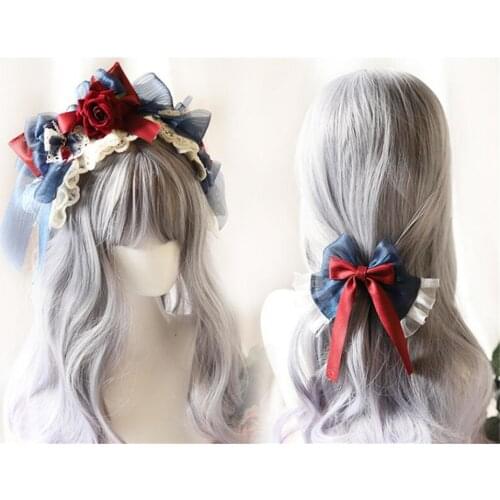 Lolita Cosplay Handmade Bow Lace KC Headband Hairpin Headdress Retro Style Gorgeous Women Head Accessories B1531