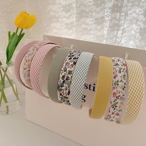 Vintage Simple Floral Wide Headbands Solid Color Headbands for Women Head Wrap Girls Headwear College Style Hair Accessories