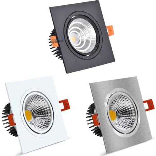 Square Dimmable Recessed COB LED Downlights 7W 9W 12W 15W 18W LED Ceiling Spot Lights AC85-265V Warm Cold White Indoor Lighting