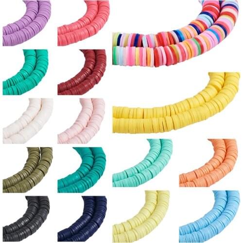 Mixed Color Flat Round Handmade Polymer Clay Bead 4mm Spacers Loose Disc Bead for jewelry making DIY 380~400pcs/strand 17.7"