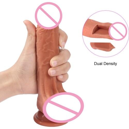 7.68 Inch Realistic Lifelike Dildo Dual Layer PVC Penis Massager Flexible Cock for Women Pleasure Cheap Price Adult Toys
