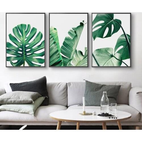 Nordic Tropical Plants Wall Art Canvas Paintings Leaf Wall Posters Printed Pictures Art Prints Posters Living Room Home Decor