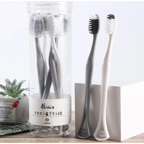 2/8PCS 2-in-1 Toothbrush Tongue Scraper with Lid for Removing Teeth Stains Improving Bad Breath Oral Care Kit Tongue Scraper