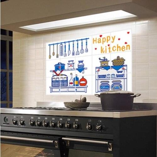 Super full size blue high temperature resistant aluminum foil stove tile anti-oil dirt kitchen supplies oil stickers