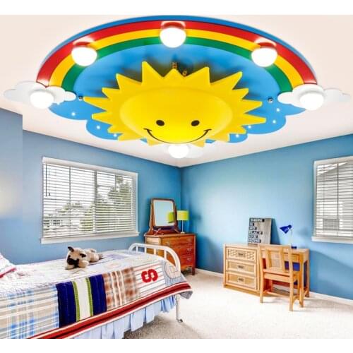 Rainbow Sun Clouds LED Kids Room Ceiling Light Cartoon Bedroom Light Creative Cute Men Girl Room Light Smiling face LU721174