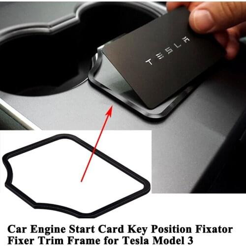 1pc Car Engine Start Card Key Position Trim Frame Holder Fixer Limiting Stopper Sticker Decoration Accessories for Tesla Model 3